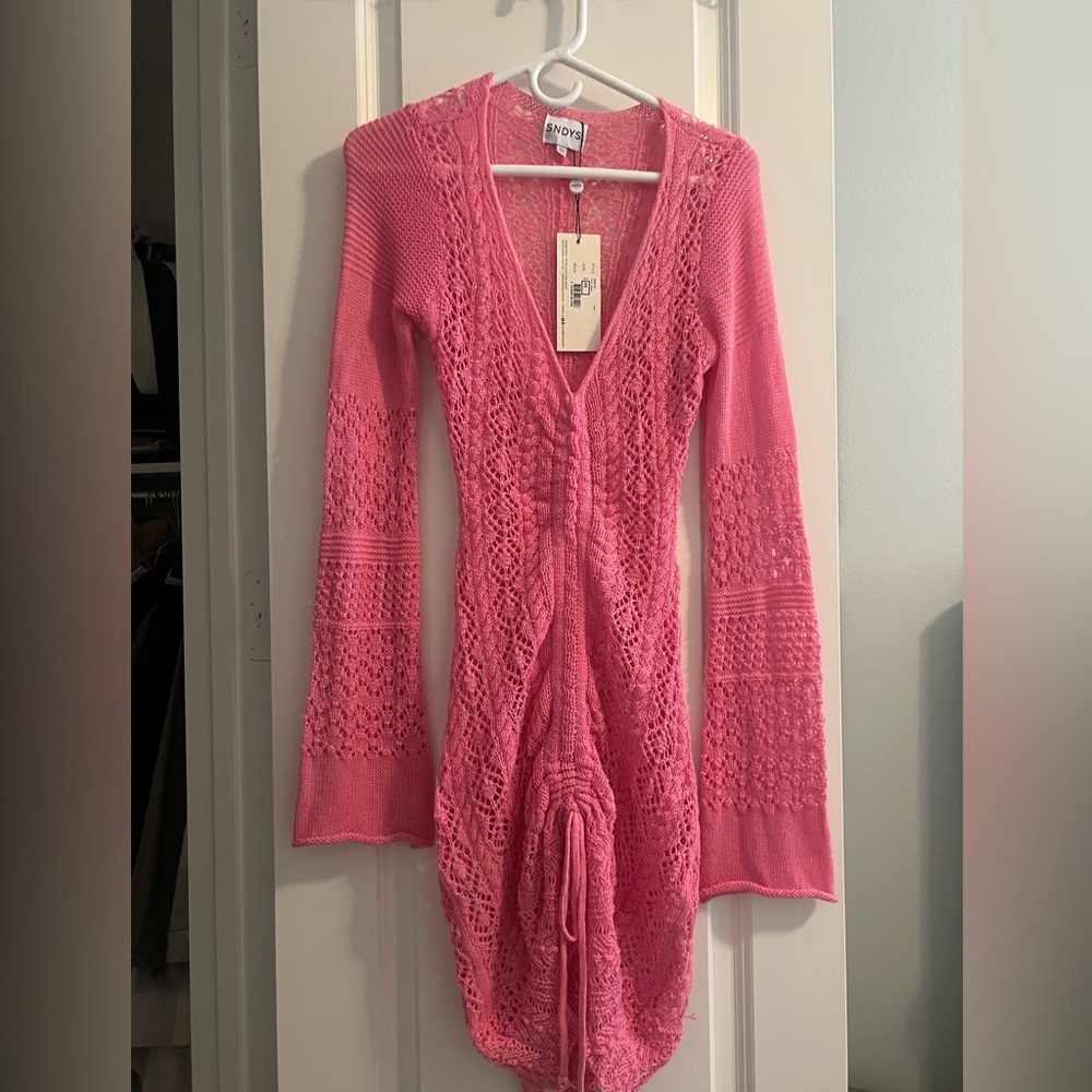 Pink Knit swimsuit coverup